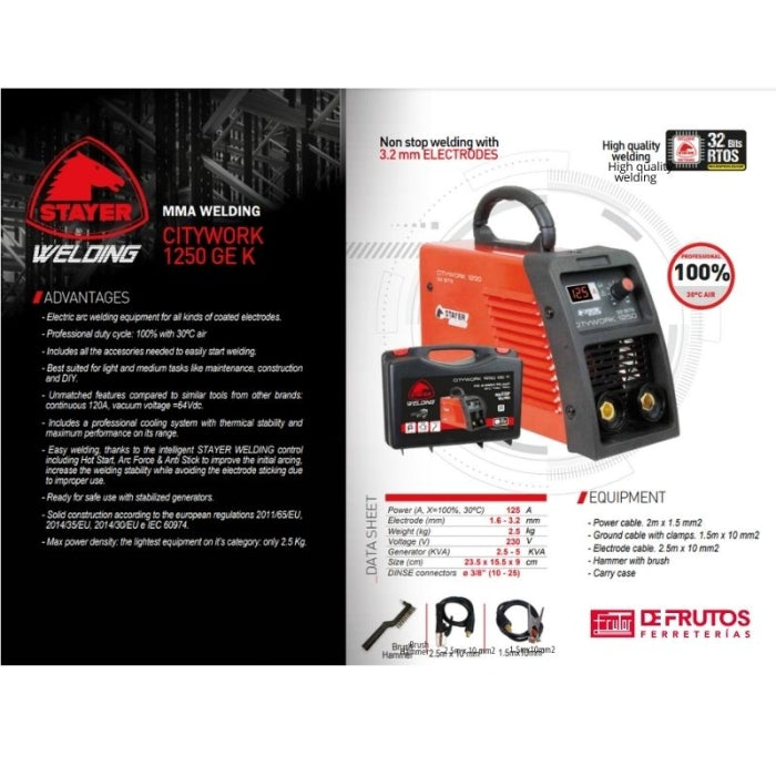 Grupo Soldadura Inverter STAYER PROGRESS 1250 GEK