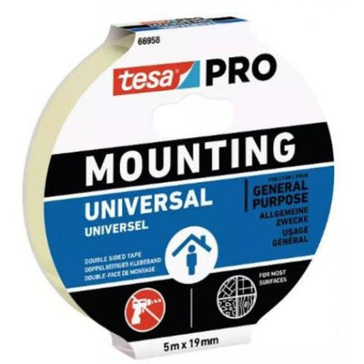 CINTA DOBLE CARA MOUNTING PRO UNIVERSAL 5MX19MM BLANCO 66958 TESA TAPE