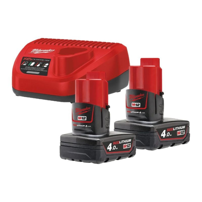 Kit 2 Baterias 4AH M12 + Cargador M12NRG-402 4933459211 MILWAUKEE