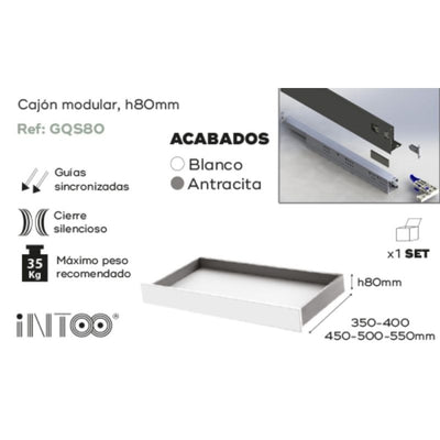 Set Cajon Modular SLIM H80 550mm. Antracita. 20158 Nobatech