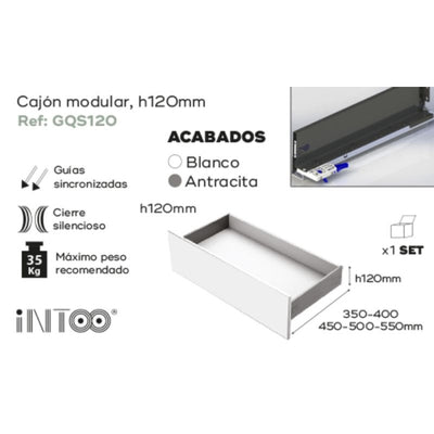 Set Cajon Modular SLIM H120 350mm. Antracita. 20161 Nobatech