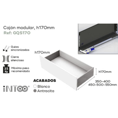 Set Cajon Modular SLIM H170 550mm. Antracita. 20172 Nobatech