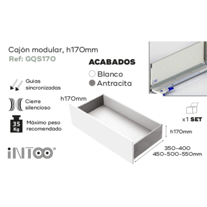 Set Cajón Modular SLIM H170 300mm. Blanco. 20692 Nobatech