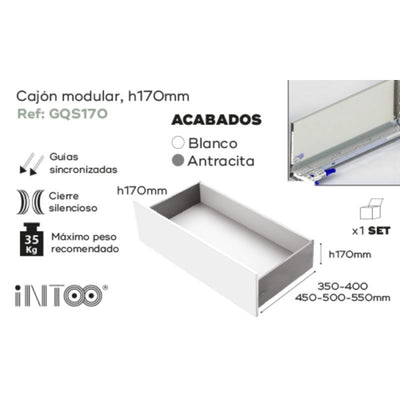 Set Cajón Modular SLIM H170 300mm. Blanco. 20692 Nobatech