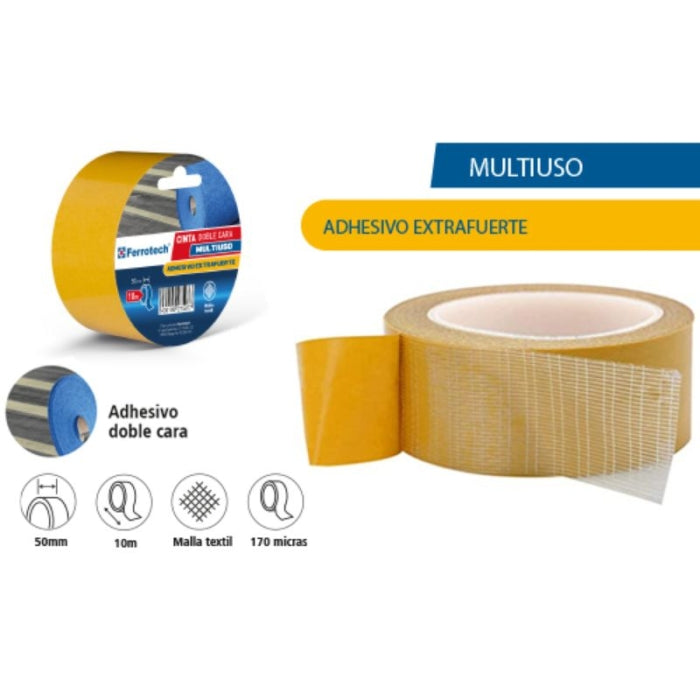 Cinta Doble Cara Textil 50MM 10MT 27599 FERROTECH