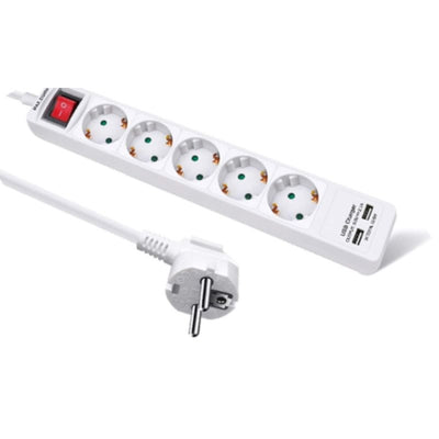 Regleta De 5 Enchufes C/ Interructor + USB 28217 FERROTECH N05