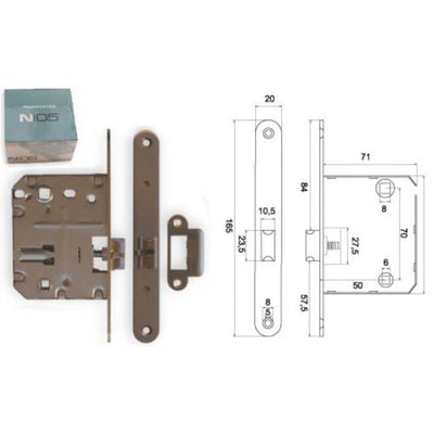 Picaporte Unificado Silencioso De Canto Redondo Descentrado 70mm INOX 23707 N05