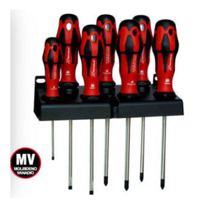 Juego De 7 Destornilladores + Base (PH1,PH2,4x100,5.5x125,6.5x150) 24743 Ferrotech N05