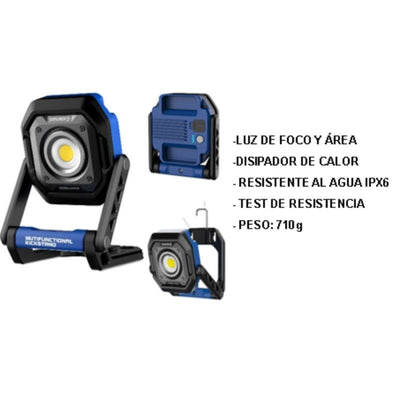 Foco De Trabajo Con Base Ajustable 600/2000Lm Recargable USB-C EXPLORER 43563