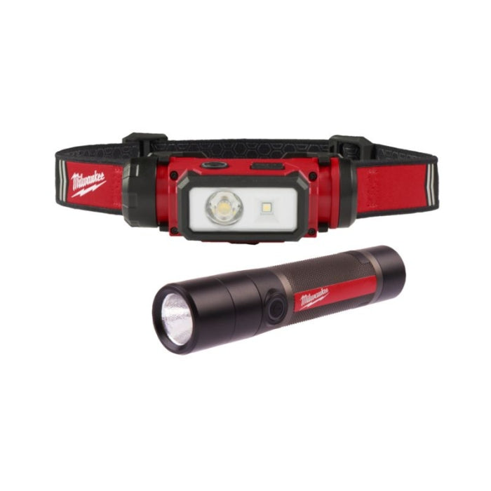 Juego De Linterna Táctica + Linterna Frontal REDLITHIUM USB TRUEVIEW L4FMHL2LED-302 4933499300 MILWAUKEE