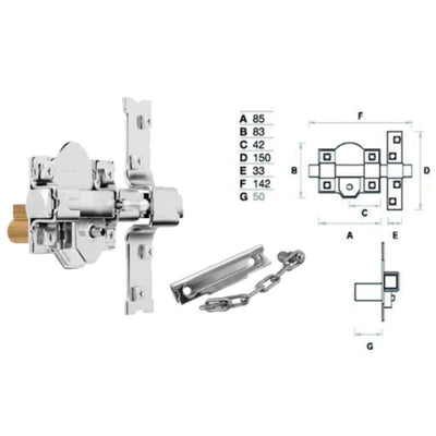 Cerrojo Sobreponer Llave-Botón Cromado 80MM N80R N05 tipo TRABA