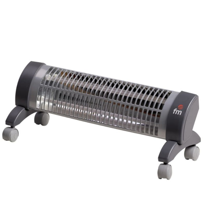 Estufa De Cuarzo De 2 Barras Con Ruedas, 1200W Negra 2302-R FM
