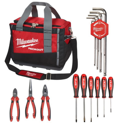 Bolsa Packout Con Herramientas (Destornilladores + Alicates + Llaves Allen) MILWAUKEE