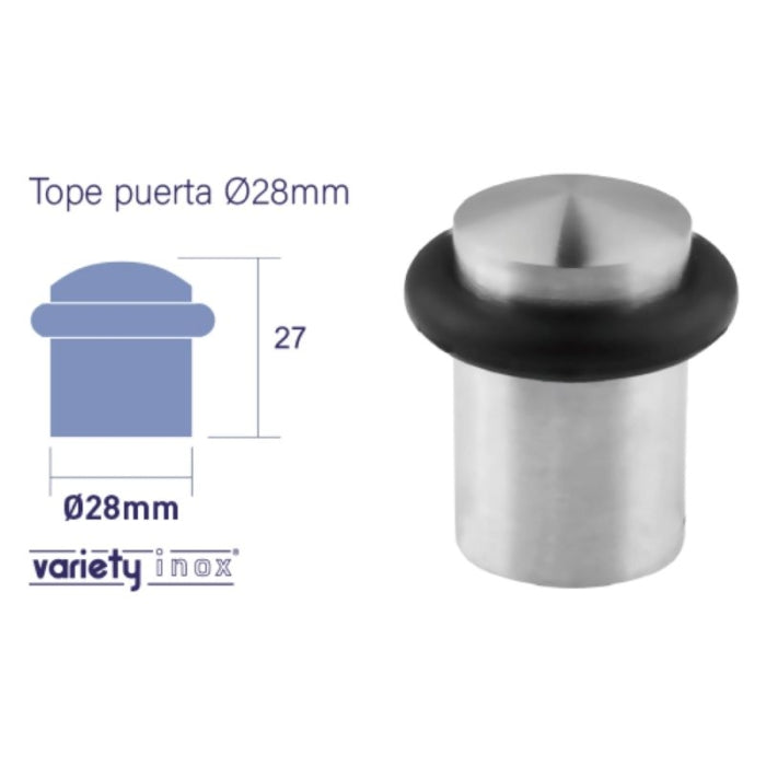 Tope de Puerta 28MM Inox Con Goma AIS 304 VARIETY INOX 25498 N05
