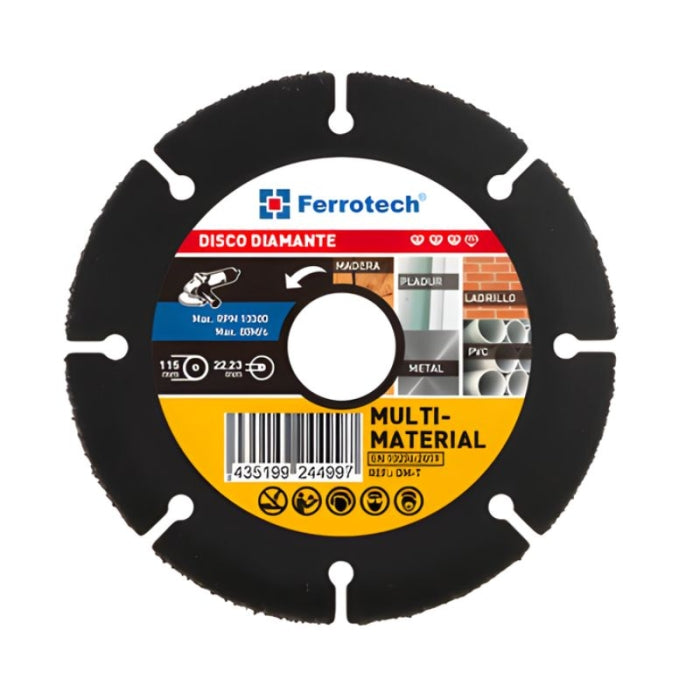 Disco multimaterial tungsteno 115x8x1.4/2.0x22.2mm. 24499 Ferrotech