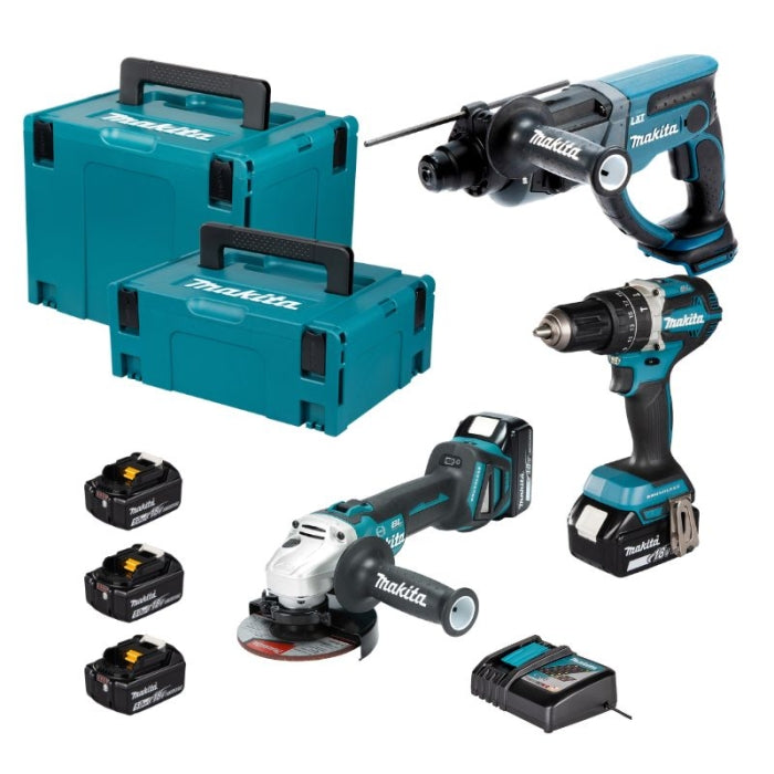 Makita DLX3093TJ Combo DHR202+DHP484+DGA513 BL 18V LXT 5Ah 3 bat. MakPac