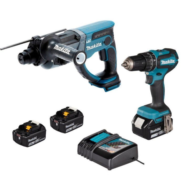 Kit combo DLX2556T (DHP485 + DHR202 + BL1850Bx2 + DC18RC 18V LXT 5Ah 2 bat) MAKITA