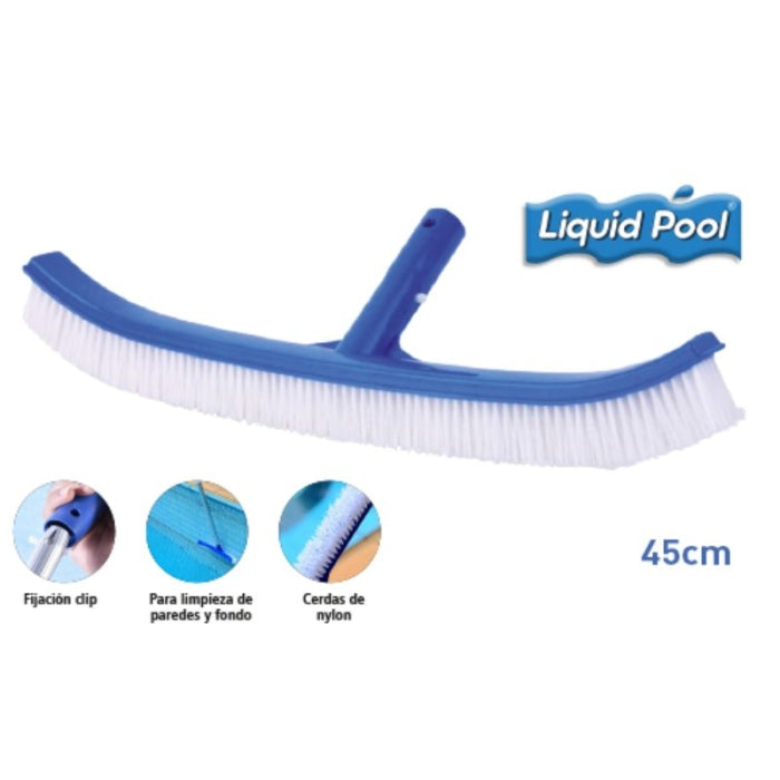 Cepillo Curvo cerdas nylon 45cm clip P/ Piscina LQP-002 FERROTECH