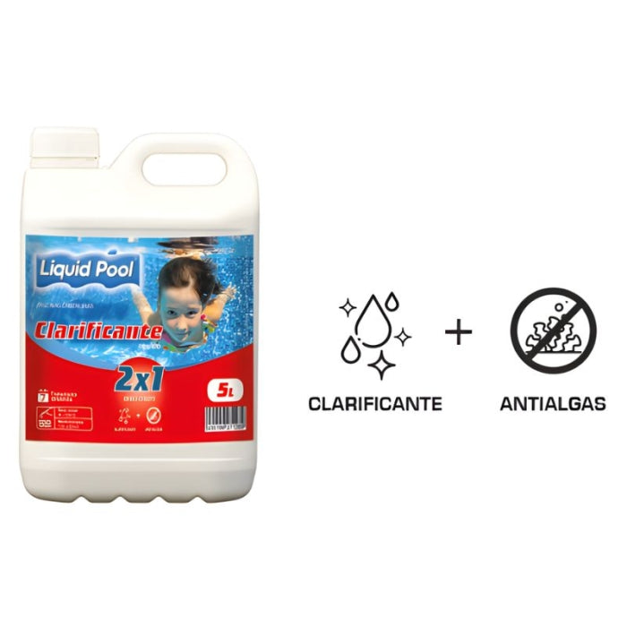Floculante clarificante líquido doble efecto clarificante+antialgas 5L. CLA2x1/5L Liquid Pool