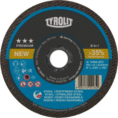 Tyrolit Disco Corte 2en1 Inox / Acero Premiun 125X1X22