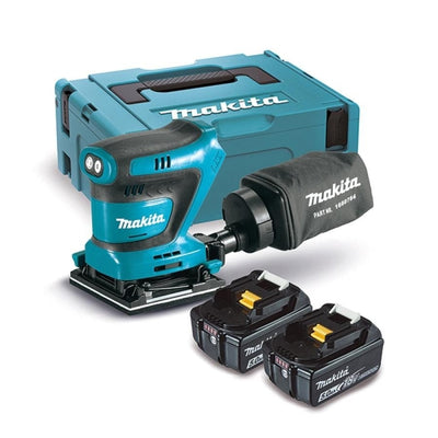 Lijadora Orbital + Baterías + Cargador 18V 5,0Ah LXT Pinzas DBO481RTJ MAKITA
