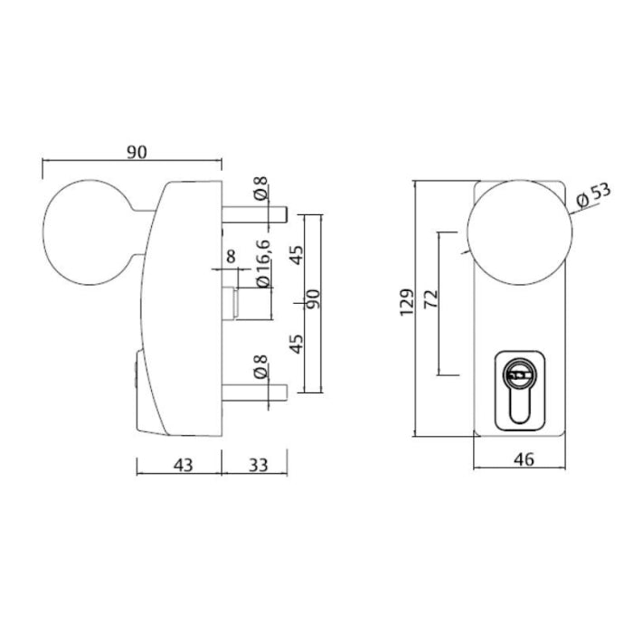 Pomo Modular Giratorio Satinado con Cilindro MMODPBT5SAT TESA