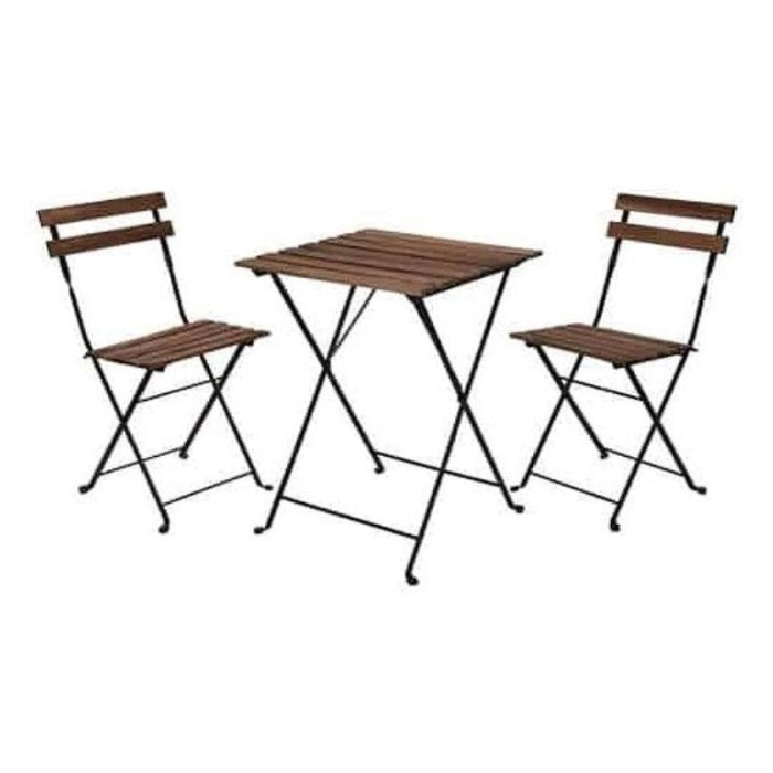 Conjunto Mesa Madera + 2 Sillas Plegables 55x54CM
