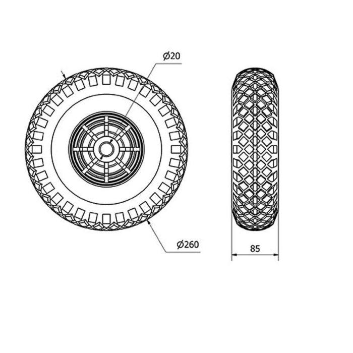 Rueda Neumática 260mm 175Kg ALEX TW0124