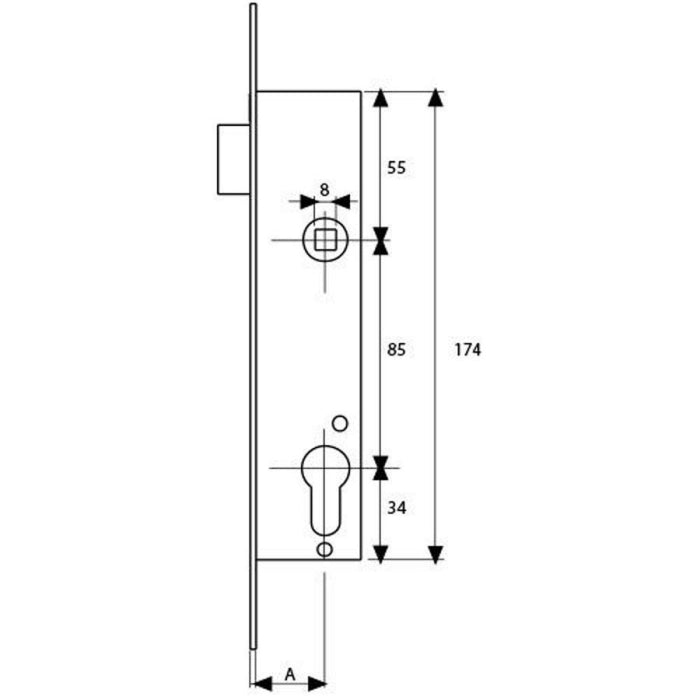 Cerradura 2219/25/3AI TESA Solo Resbalon (Sin Cilindro)
