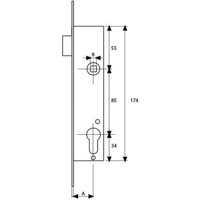 Cerradura 2219/25/3AI TESA Solo Resbalon (Sin Cilindro)