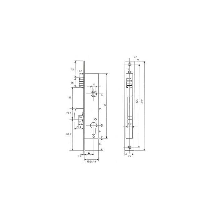 Cerradura Monopunto Palanca Basculante 4246 (SIN CILINDRO)TESA ASSA ABLOY