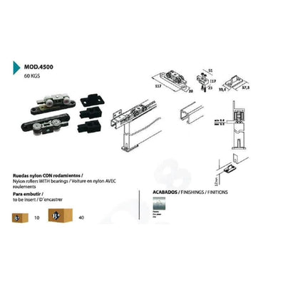 Juego de Poleas KIT 4500 60 Kg Nylon Puerta Corredera BRASSOCHO