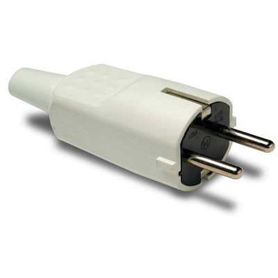 Clavija PVC Blanca Espiga 4,8 mm con TT Lateral, 16A/250V