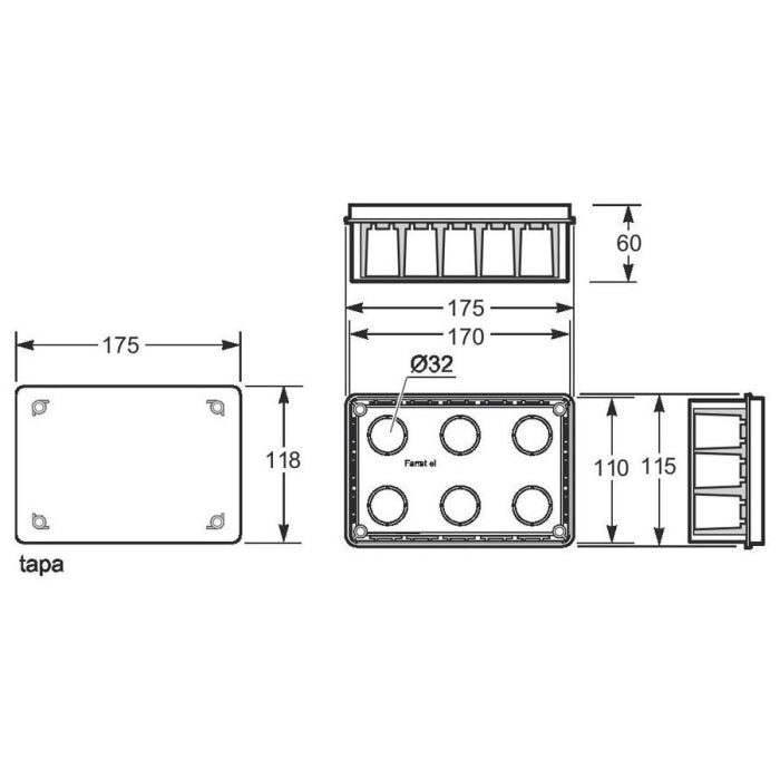Caja Conexión Empotrar 160X100X50 con Garra FAMATEL