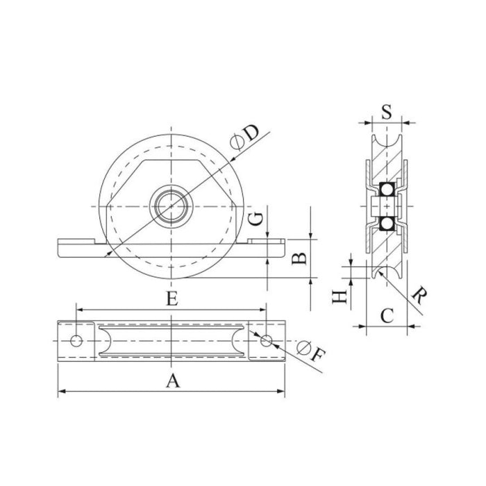 Polea para Puerta Corredera para Encastrar 120 R20 ROANDI