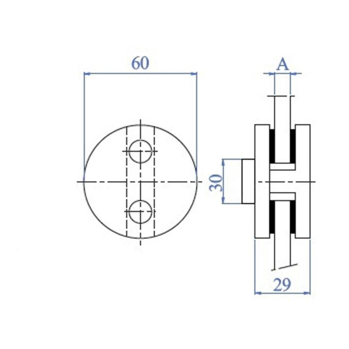 Soporte Circular Doble de 60mm para Vidrio de 8mm E00840 IAM Design
