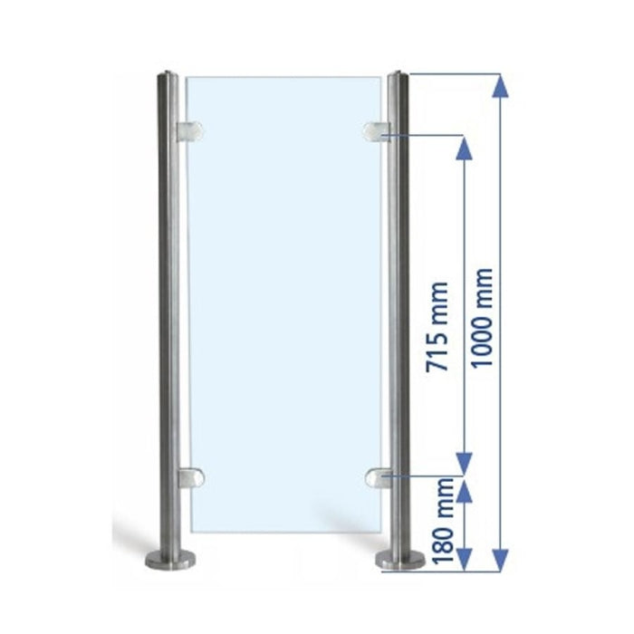Poste 1000mmX42,4 + 2 Pinzas Vidrio 8 Y 10mm. EC24202P IAM Design