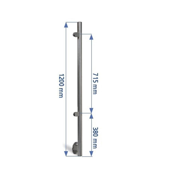 Poste 1200X42,4 + 2 Pinzas Vidrio Mano Izquierda ED24202PSX IAM Design