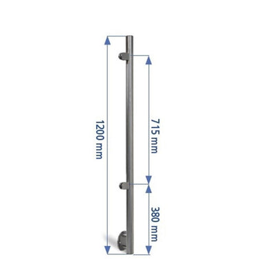 Poste 1200X42,4 + 2 Pinzas Vidrio Mano Izquierda ED24202PSX IAM Design