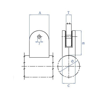 Pinza Acero Vidrio Redonda Plana E0083 IAM Design