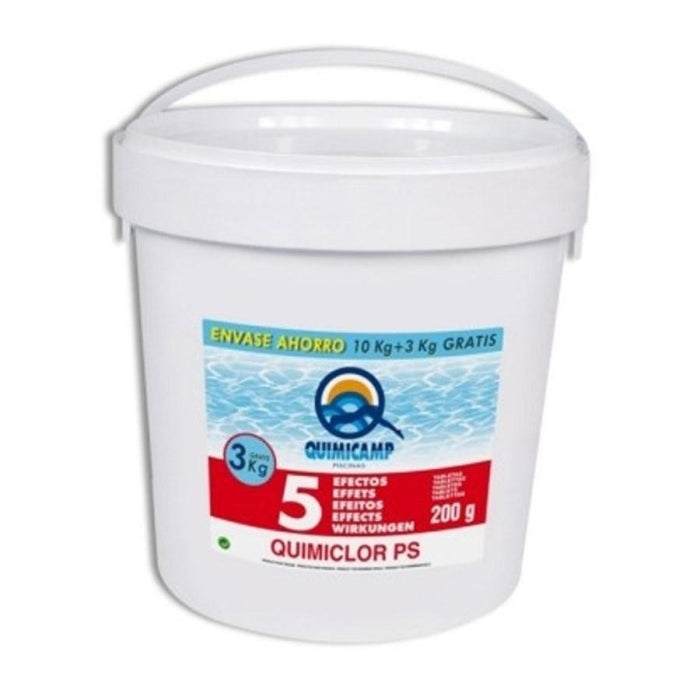Cloro para Piscina de 5 Acciones 10kg + 3 kg Gratis - Tabletas de 200gr.