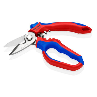 Tijeras de electricista acodadas KNIPEX 95 05 20 SB con crimpado para punteras