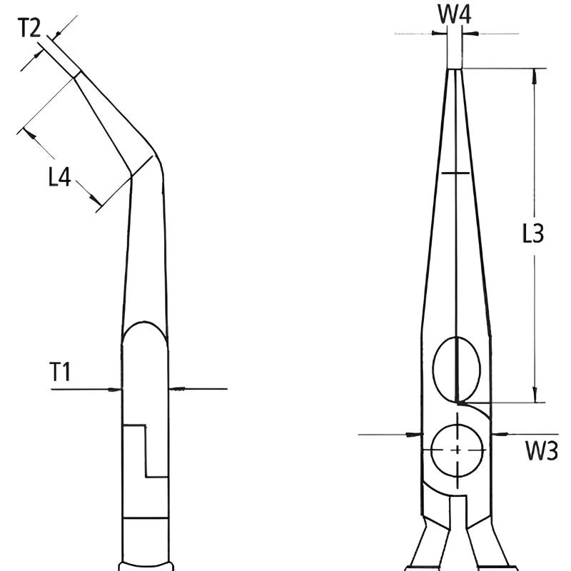 Alicate de montaje KNIPEX 26 26 200 VDE boca cigüeña 40° - 200 mm