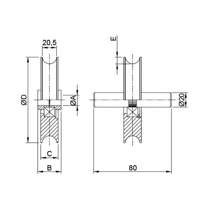 Polea para Puerta Corredera 20mm - 123