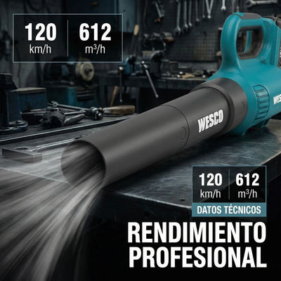 Soplador a Batería WESCO WS8517.2 18 V 2,0 Ah con Batería y Cargador