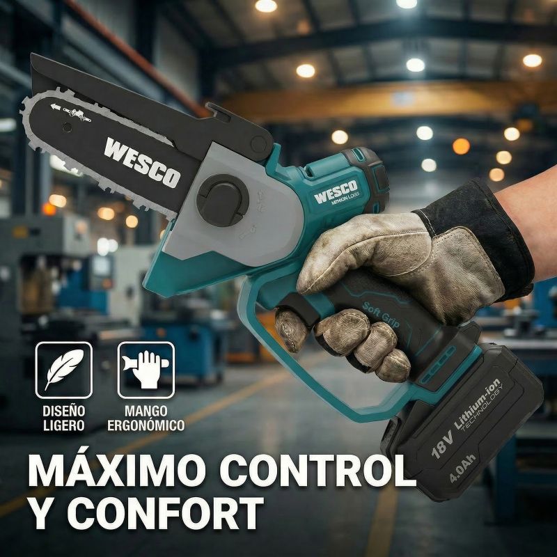 Sierra Podadora a Batería WESCO WS8305.9 18 V Brushless 12 cm