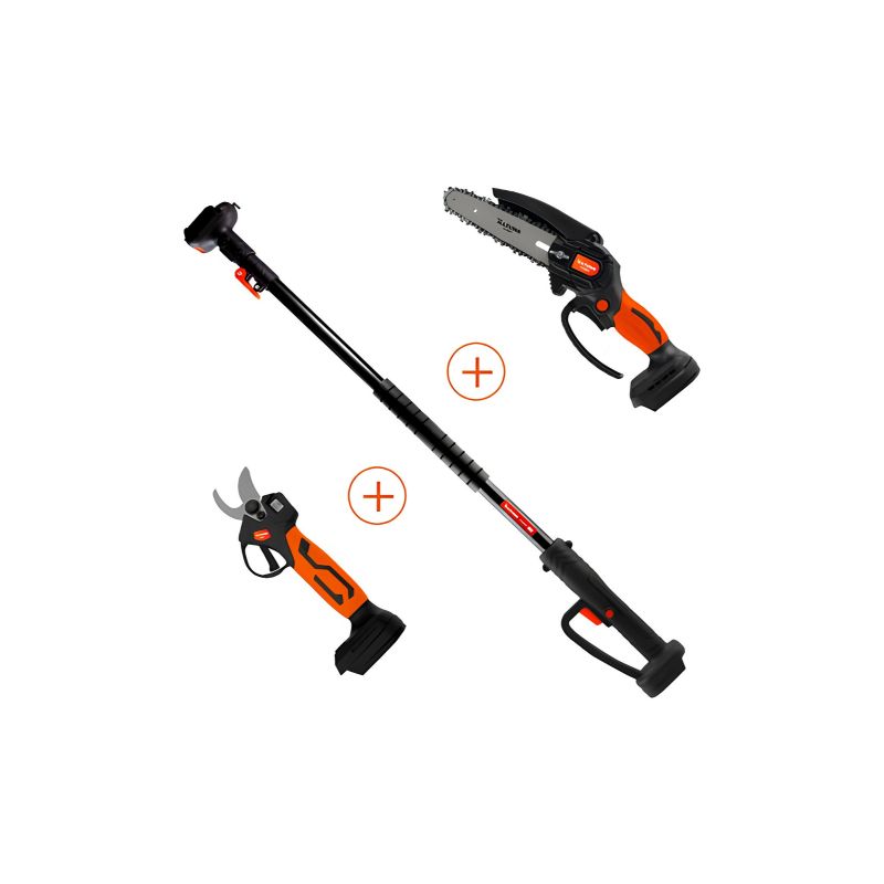 Kit de poda a batería Altuna AFKIT con tijera AF28, motosierra AF150, pértiga y 2 baterías 21 V 2,0 Ah