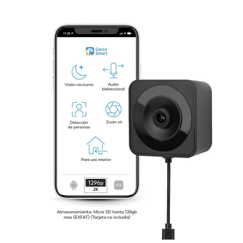 Cámara de Vigilancia WiFi para Ventana Garza Vesper 2K 1296p con Reloj Digital - Ref. 401713C
