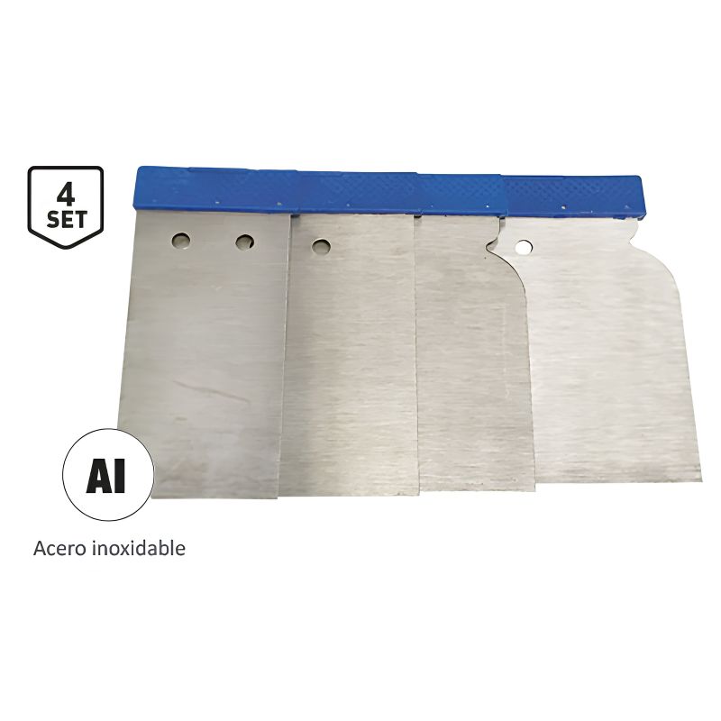 Set de Espátulas de Carrocero Acero Inoxidable 5-8-10-mm Ferrotech - 26472