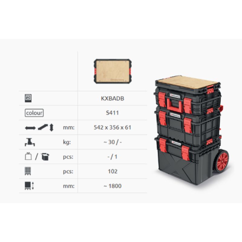 Adaptador con encimera de madera maciza 542x356x61 caja X Block base KISTENBERG